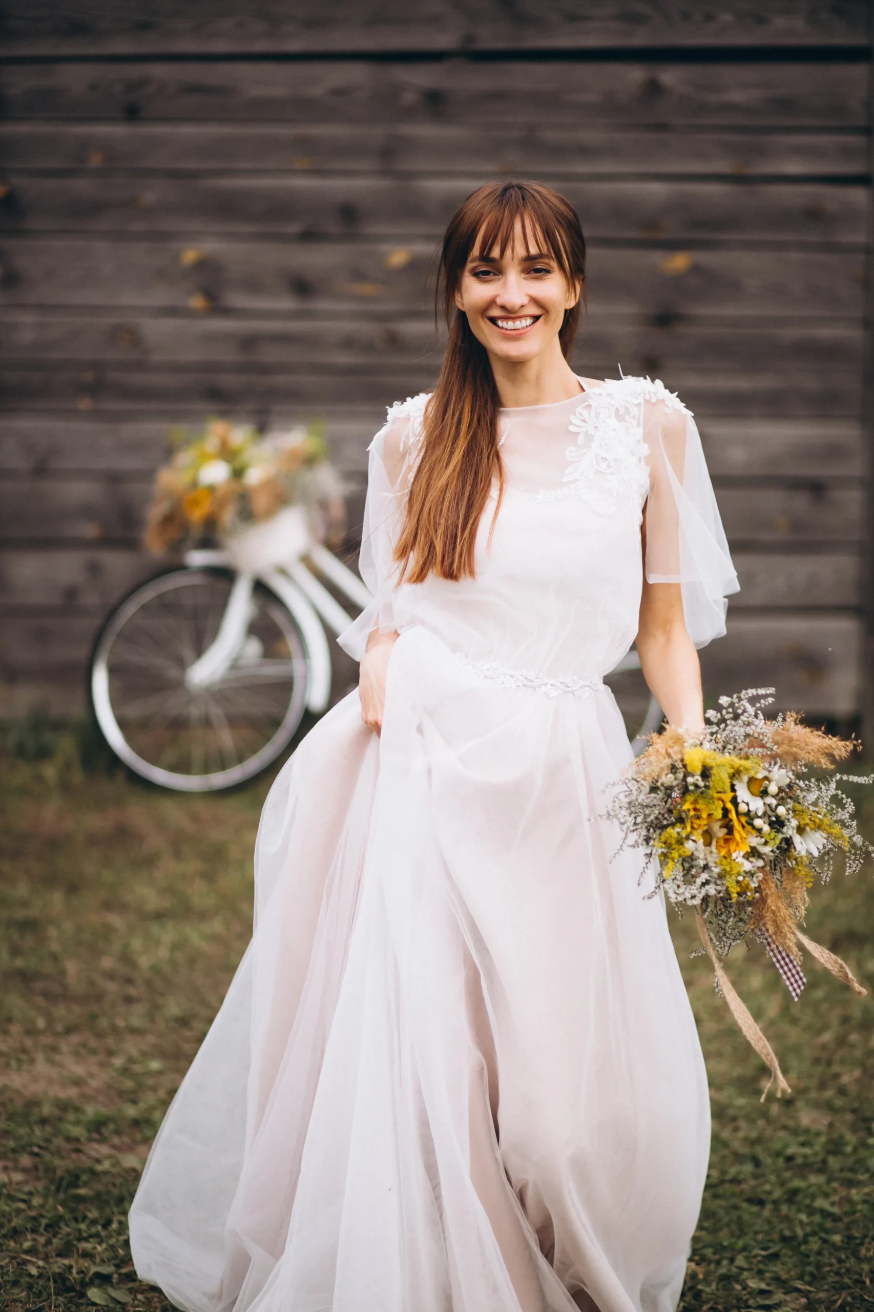 VESTIDO DE NOVIA MANGA CORTA