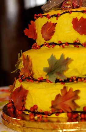 Una tarta de boda otoñal