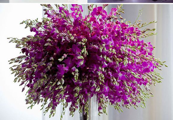 Flores para tu boda en color violeta: Originales arreglos florales y ramos de novia con el color violeta como protagonista.