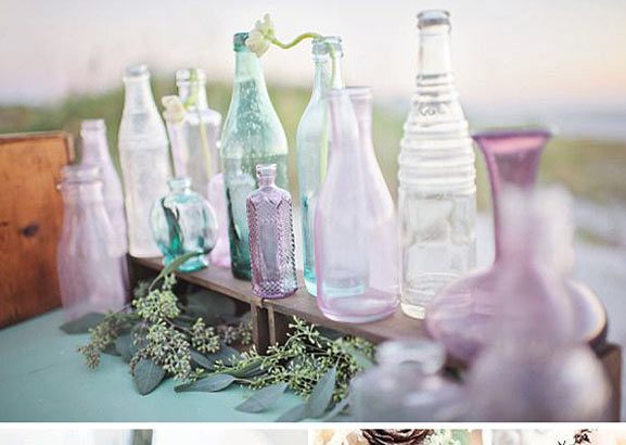 Decoracion con botellas de cristal vintage