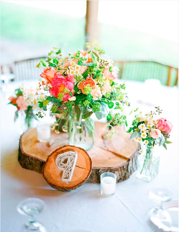 Decoración de bodas con troncos de madera