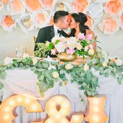 Decoración mesa novios boda