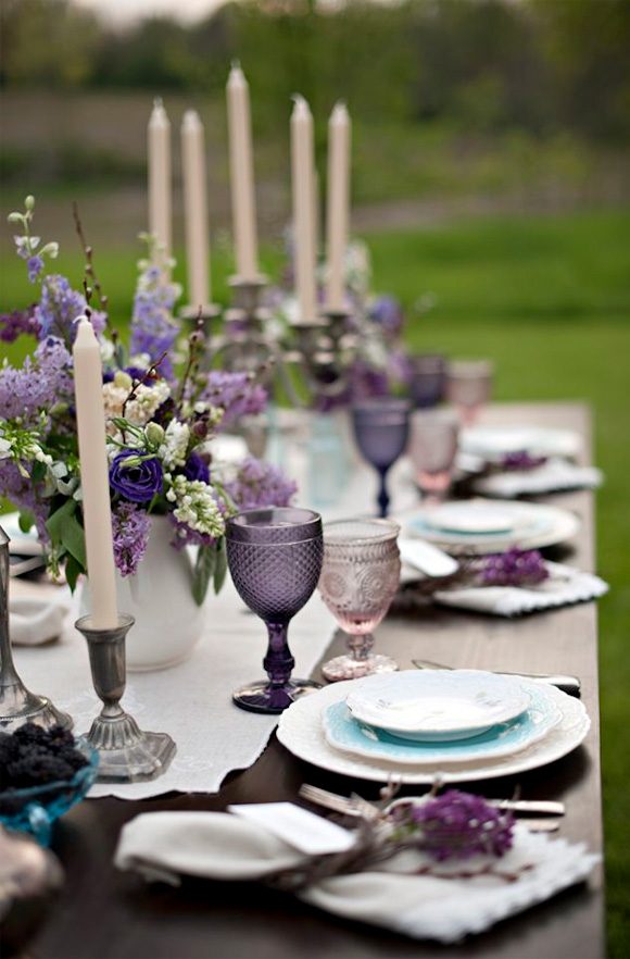 Bodas estilo provenzal 1 mesa color morado