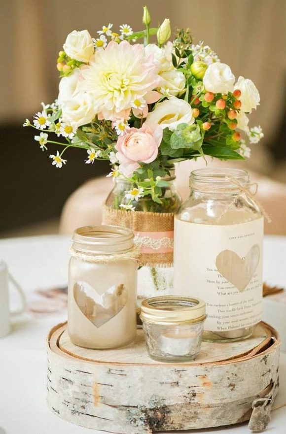 Decoración de boda con corazones