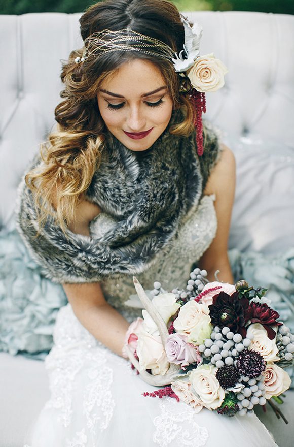 Bodas de invierno 5 novia ramo abrigo