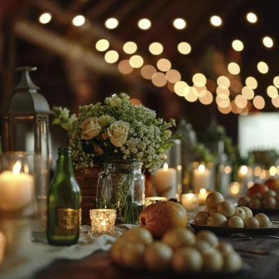 Boda de inspiración italiana con mesa imperial y luces cálidas al atardecer