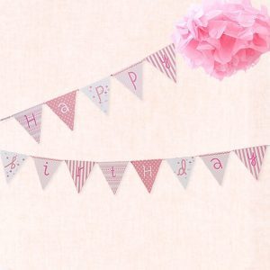 Guirnalda de banderines Happy Birthday en rosa