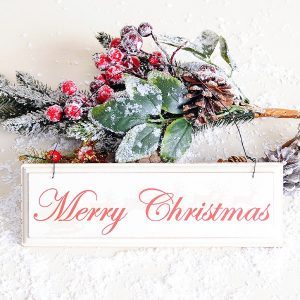 Cartel "Merry Christmas" blanco NAVIDAD