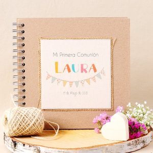 Album comuniones ninas Libro firmas Banderines de colores