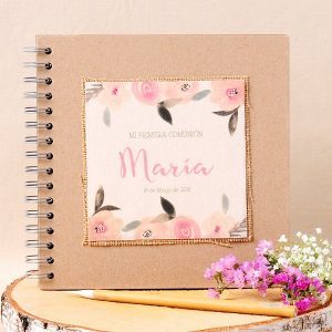 Album comuniones ninas Libro firmas Flores Acuarela