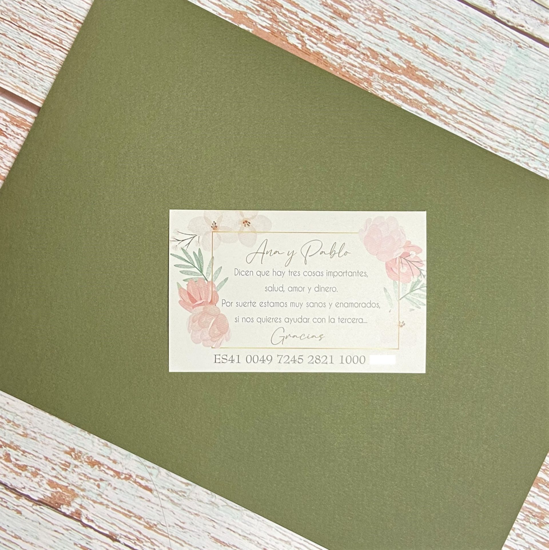 Tarjetas Número de Cuenta para Bodas | Elegantes y Personalizadas