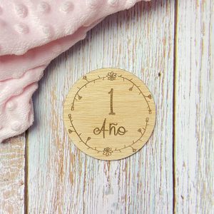 CUMPLE MES en madera - Flores