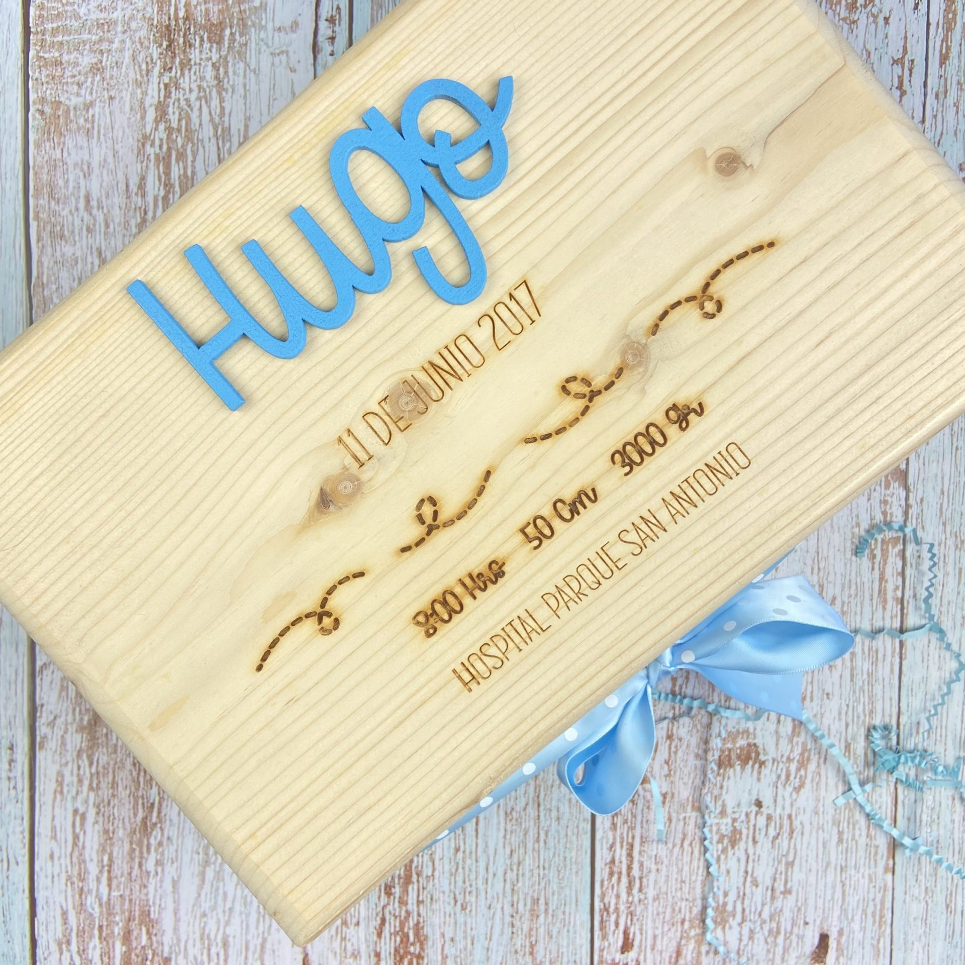 Caja de Nacimiento personalizada - Caja Natalicio madera • Beautiful Blue  Brides