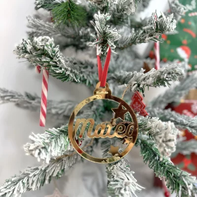BOLA NAVIDAD PERSONALIZADA METACRILATO DORADO