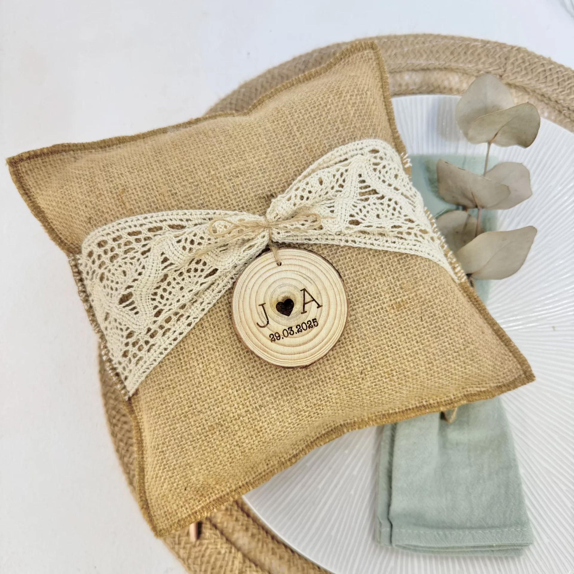 COJIN PARA LOS ANILLOS DE LA BODA PERSONALIZADO