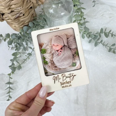 marco portafotos bautizo personalizado madera