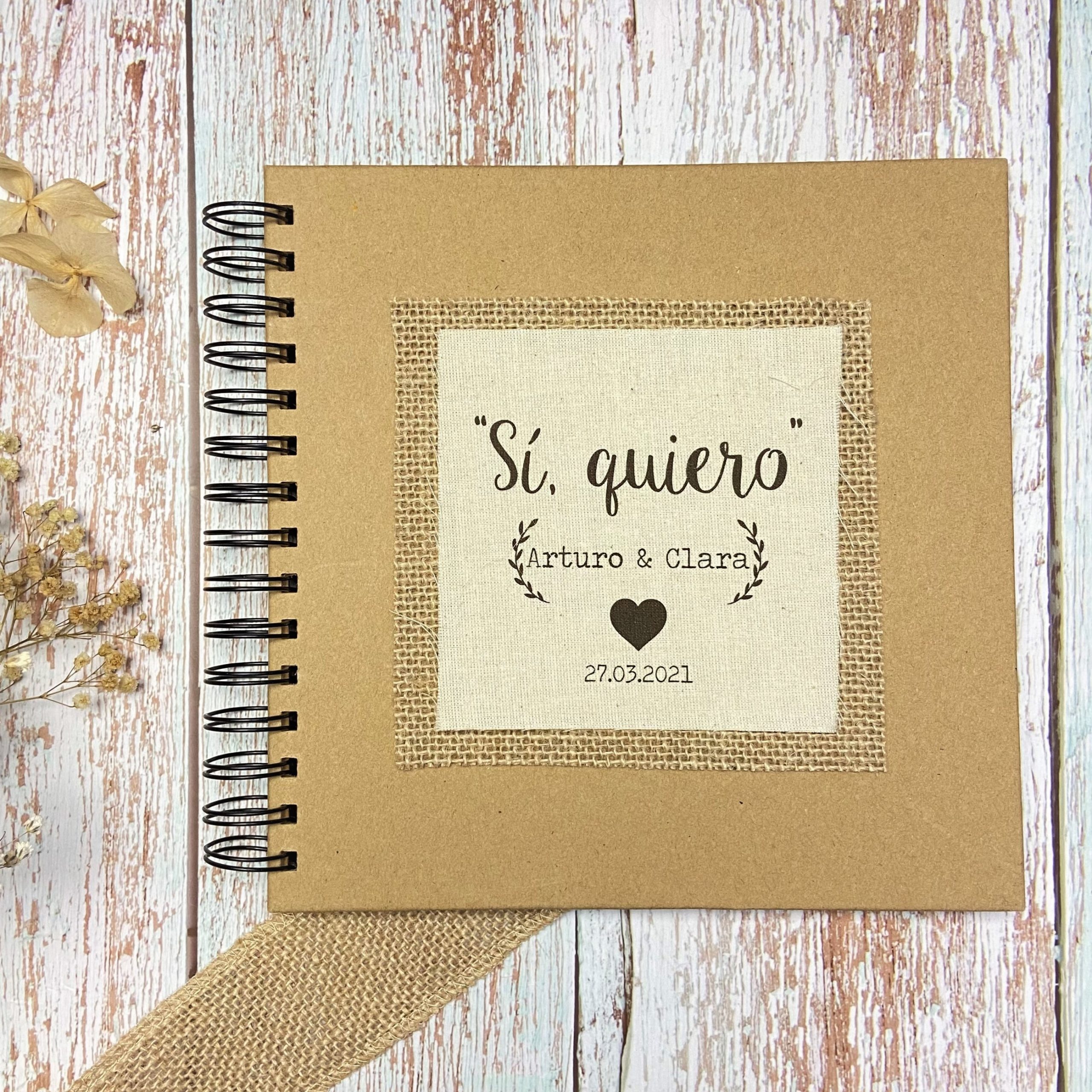 Libro de firmas kraft para novios - perchaspersonalizadasbaratas