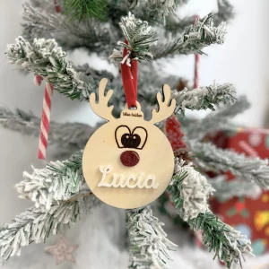 Adorno Reno Navidad Personalizado en madera y metacrilato