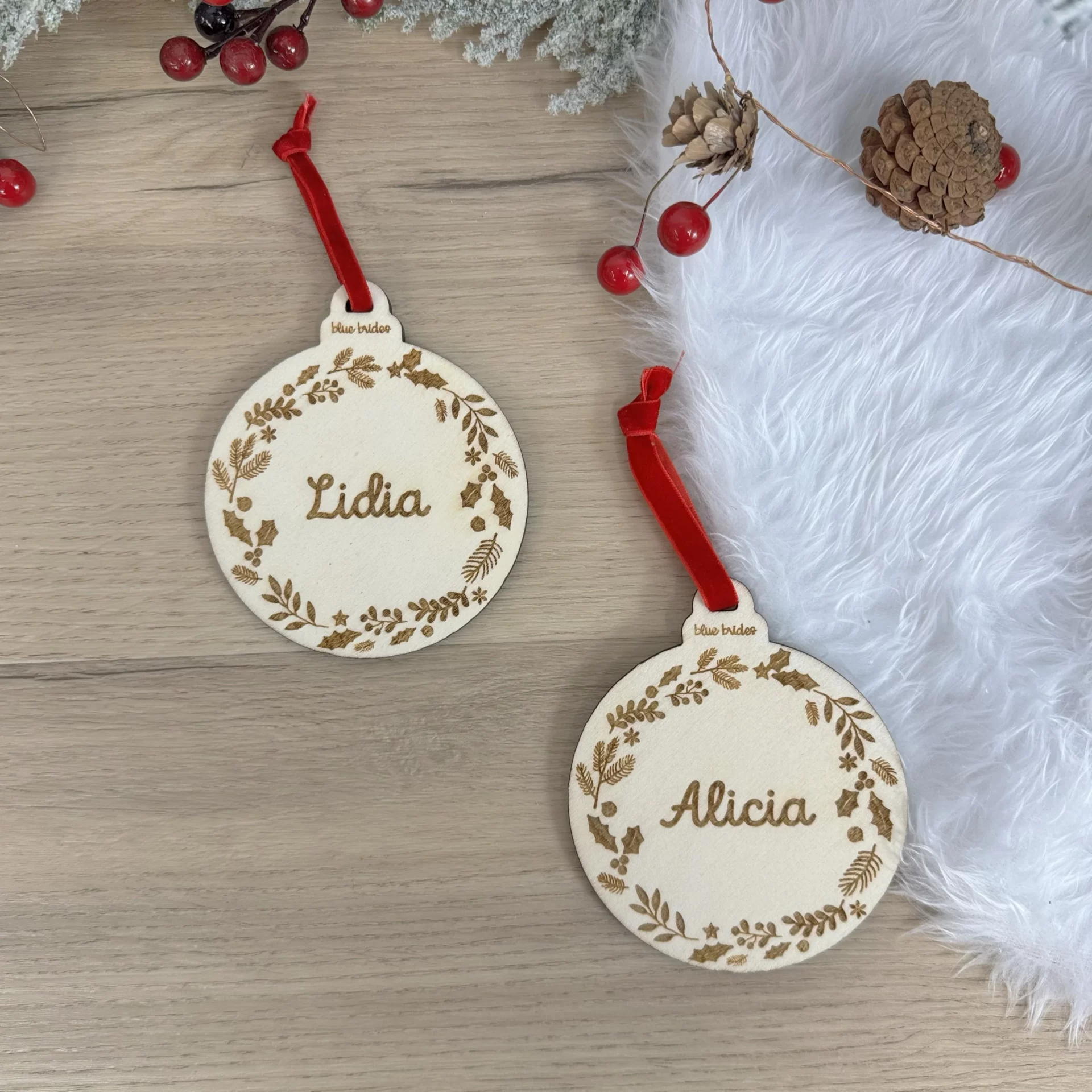 Adorno con Corona de muérdago personalizada para colgar en el árbol