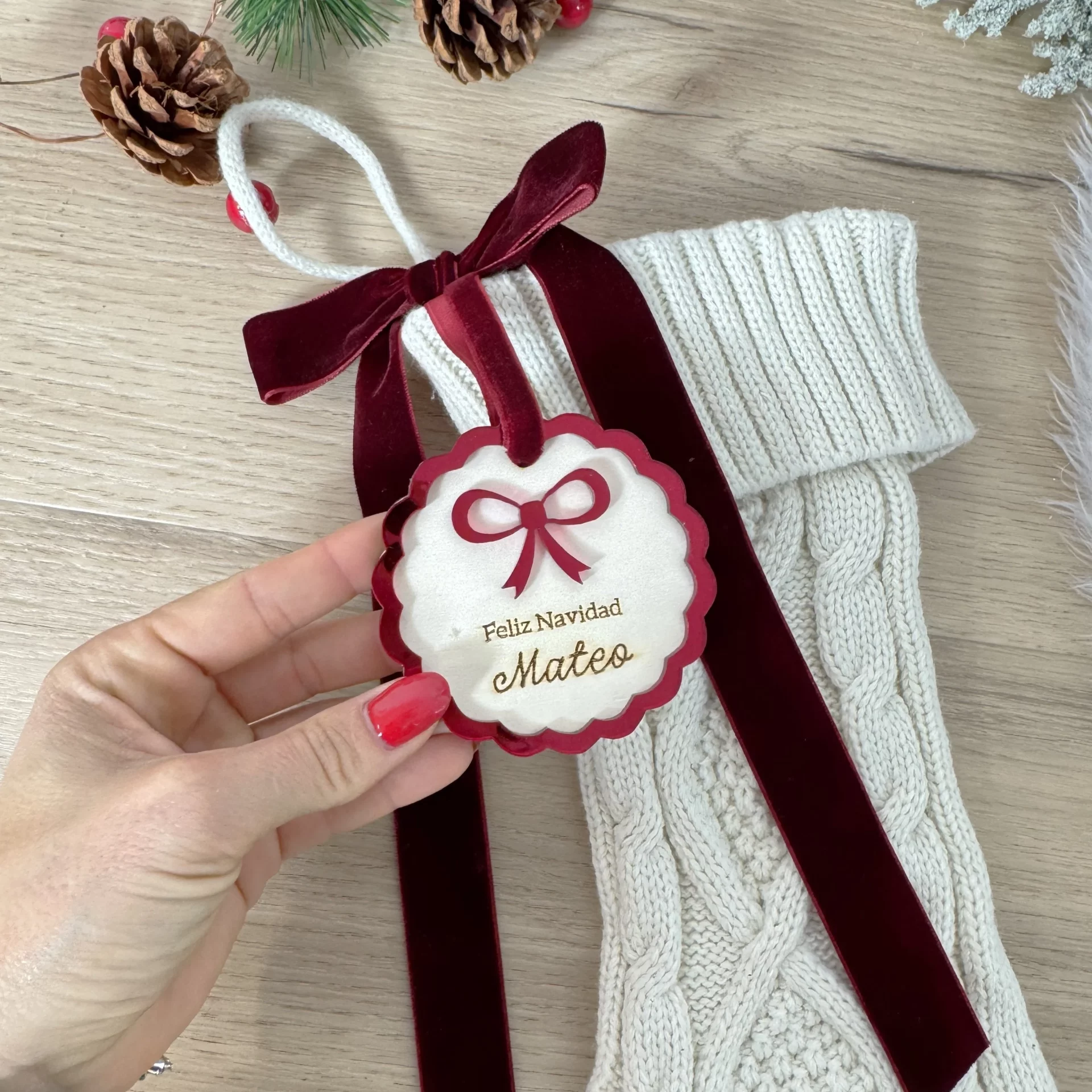 CALCETIN NAVIDAD PERSONALIZADO PLACA