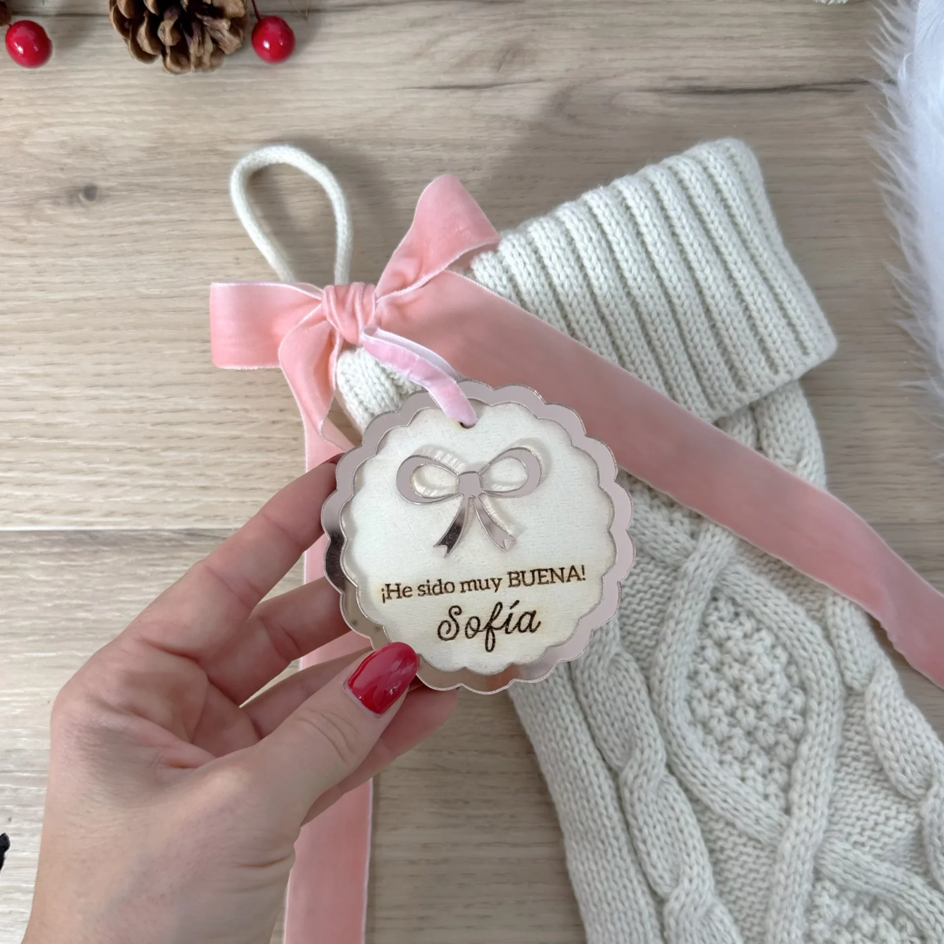 CALCETIN NAVIDAD PERSONALIZADO ROSA