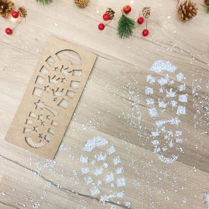Huella Reyes Magos o Papá Noel en madera natural