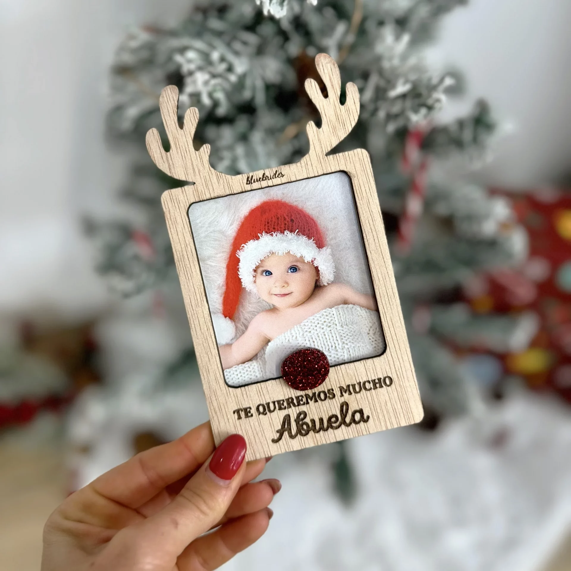 Marco Portafotos Reno Navidad Personalizado con foto