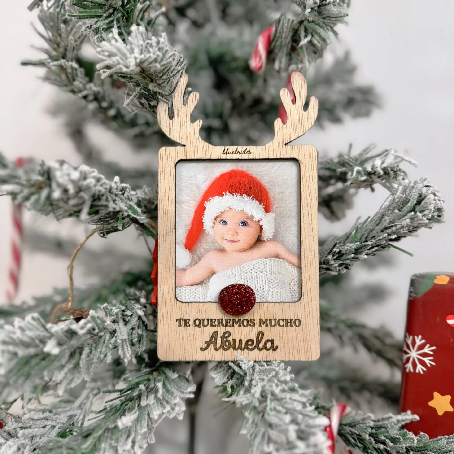 Marco Portafotos Reno Navidad Personalizado con imán para nevera