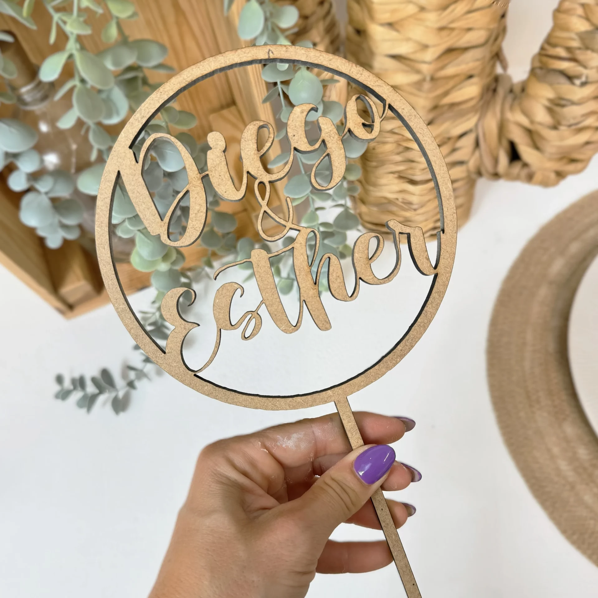 TOPPER PERSONALIZADO TARTA DE BODA MADERA