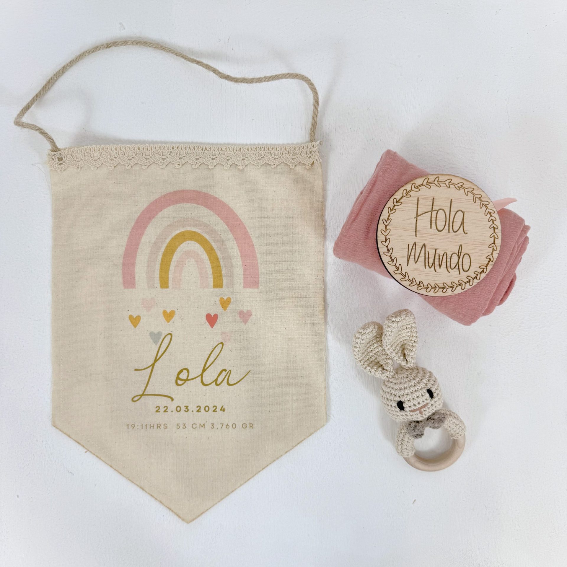 Banderín Natalicio Personalizado de Tela ARCOIRIS