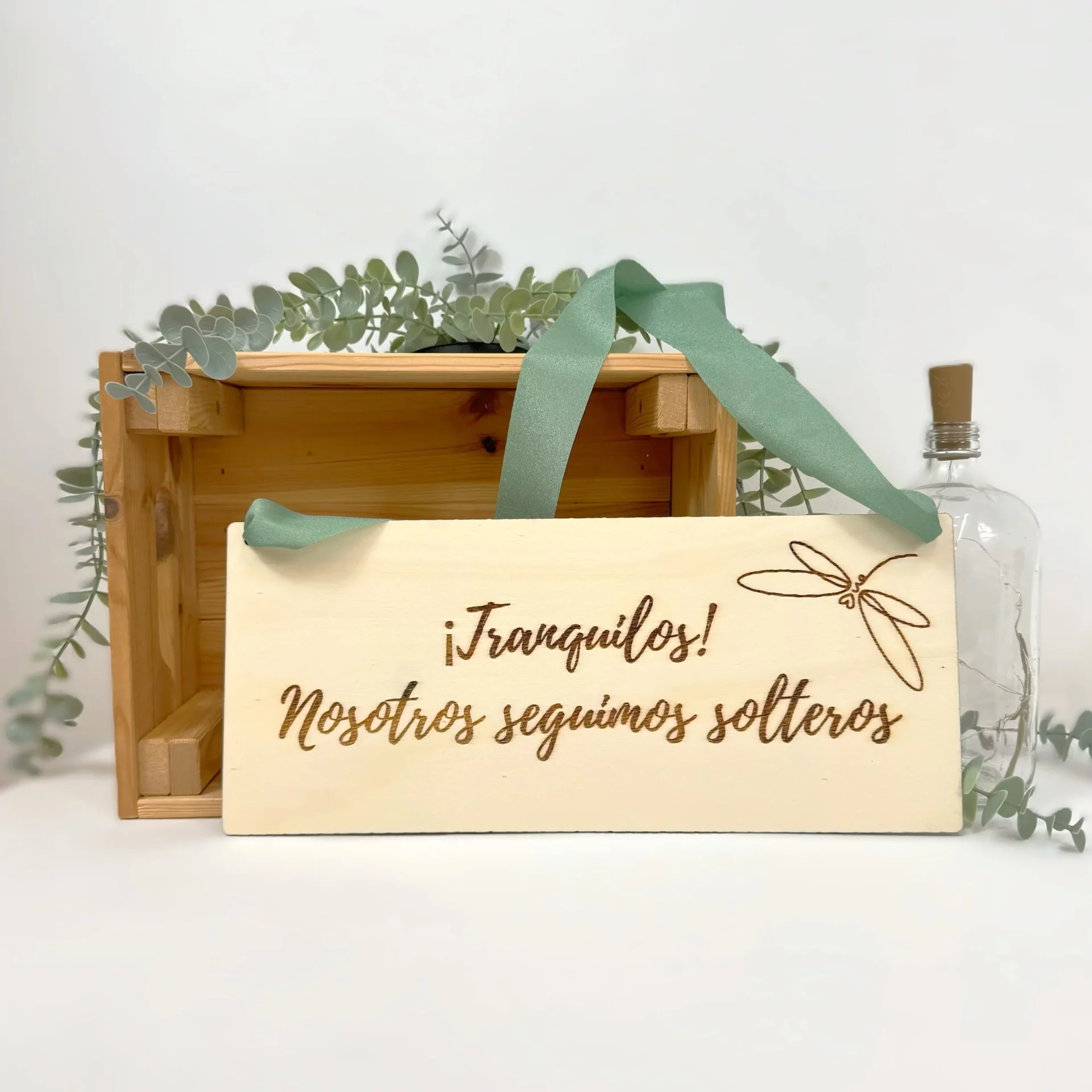 CARTEL DE MADERA PERSONALIZADO BODAS LAZO VERDE