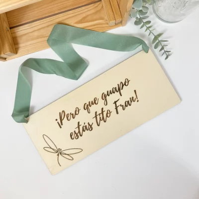 CARTEL DE MADERA PERSONALIZADO BODAS LIBELULA
