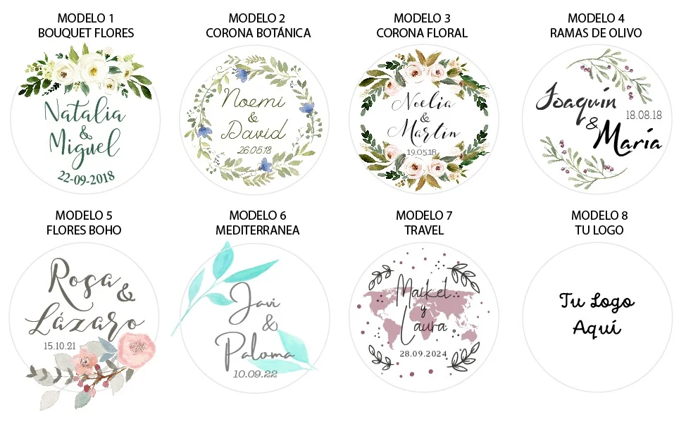 DISEÑOS ETIQUETAS BODA COLOR