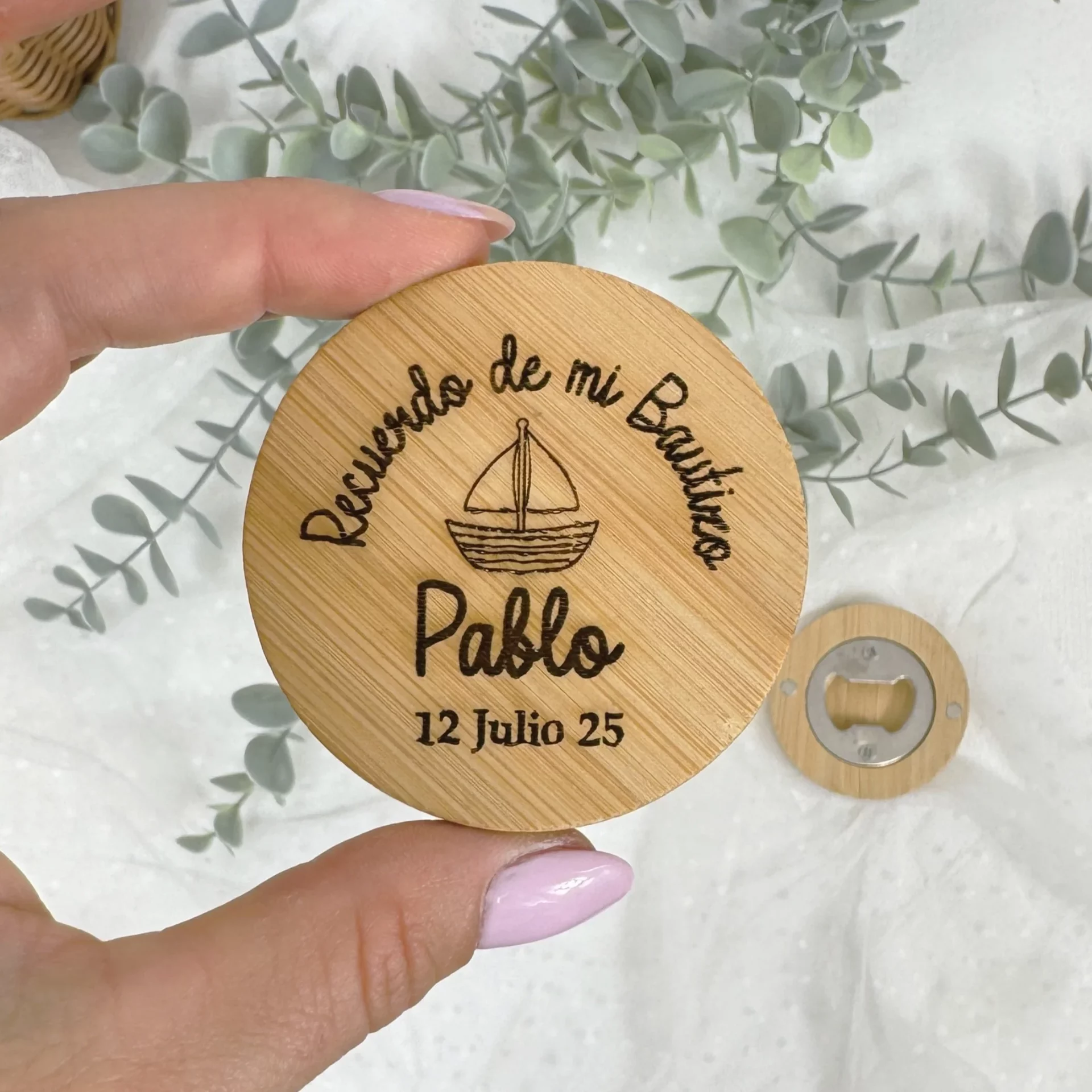 Abridor Bautizo Personalizado BARQUITO