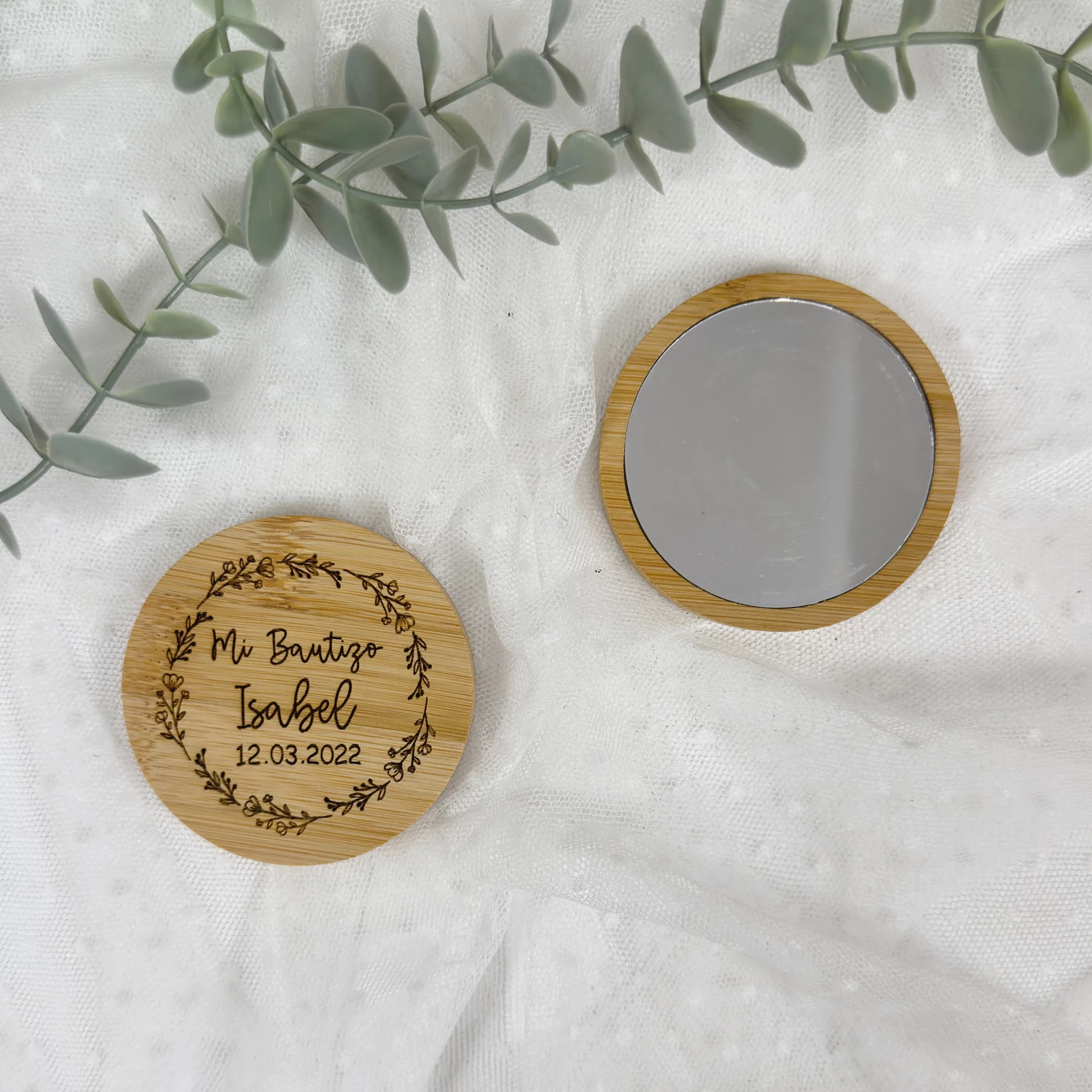 ESPEJO BAUTIZO PERSONALIZADO FLORES
