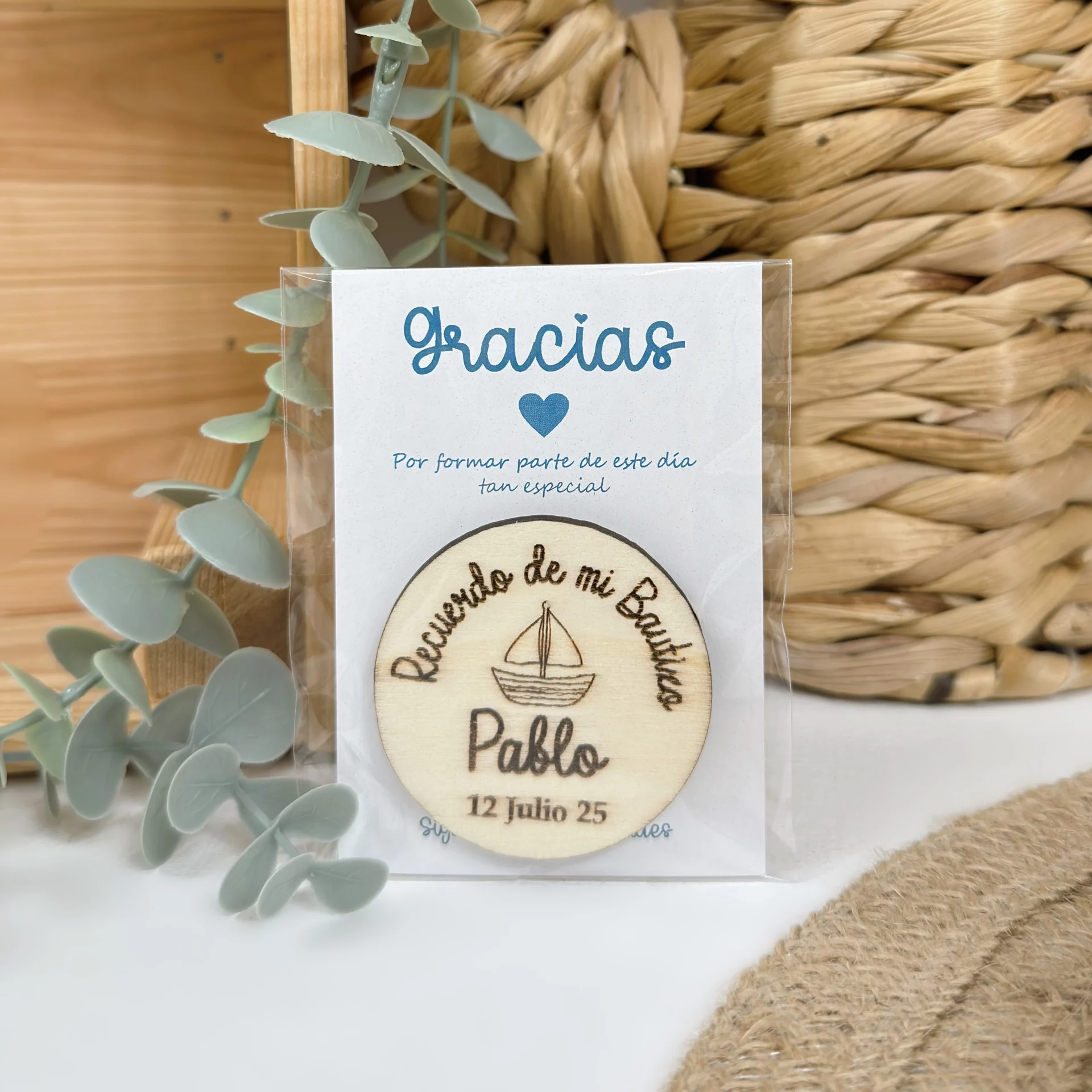 IMAN BAUTIZO MADERA PERSONALIZADO BARQUITO
