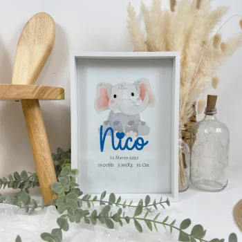 Lámina Natalicio Personalizada con MARCO ELEFANTE