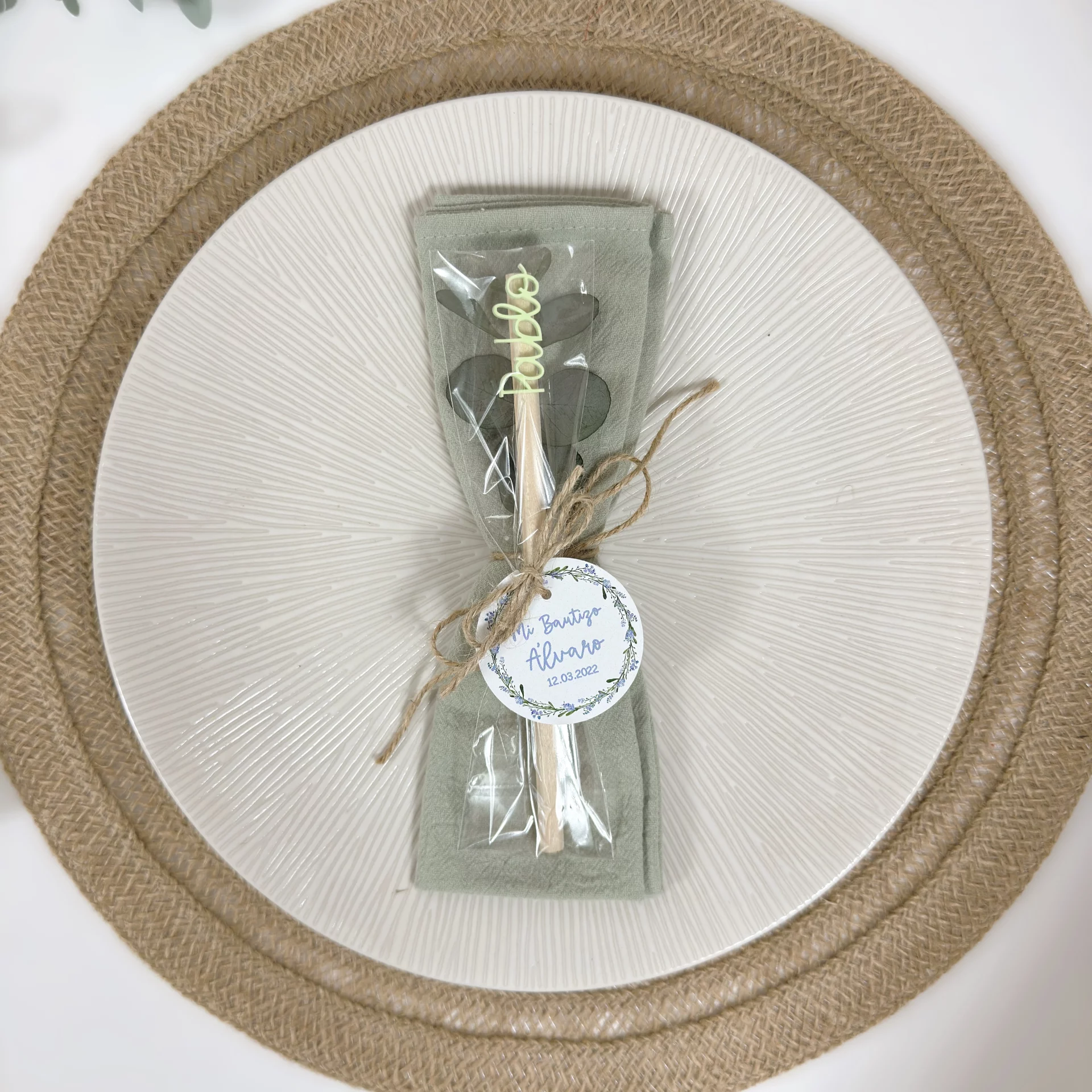 Lápiz Marcasitio Personalizado para Bautizo FLORES