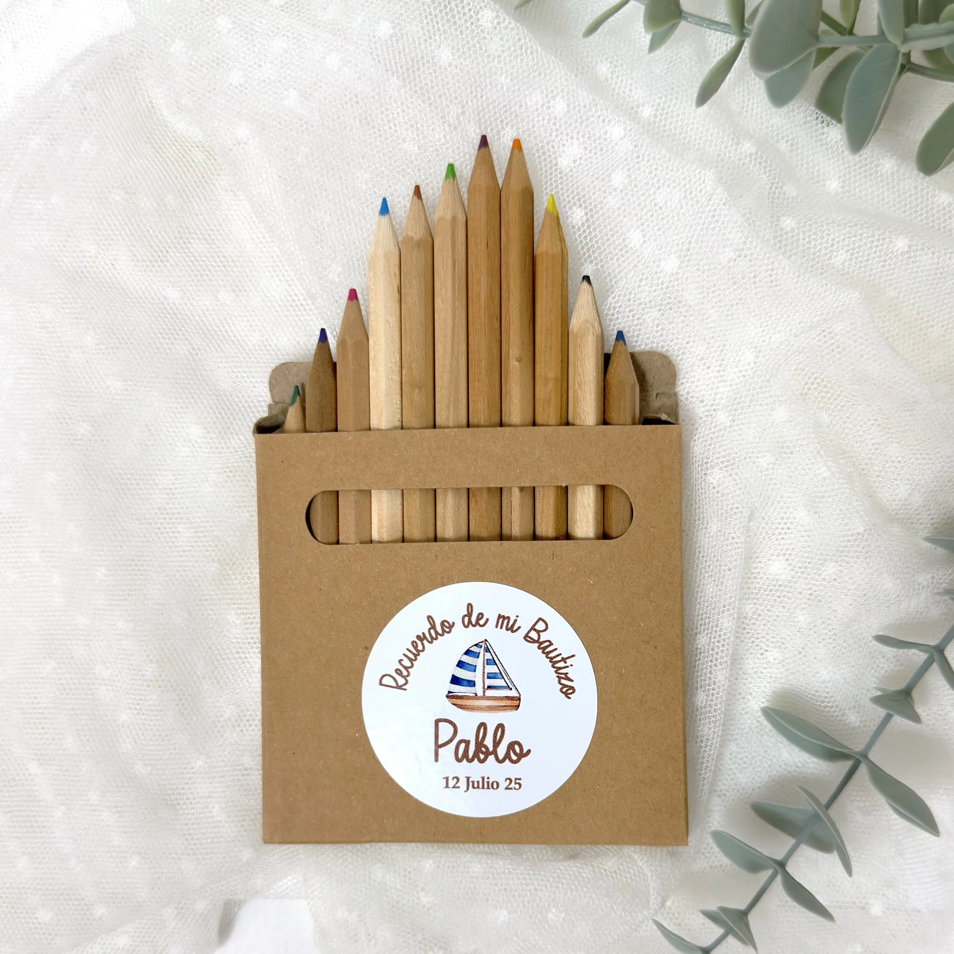 Set de lápices Personalizado Bautizo LAPICES BARQUITO