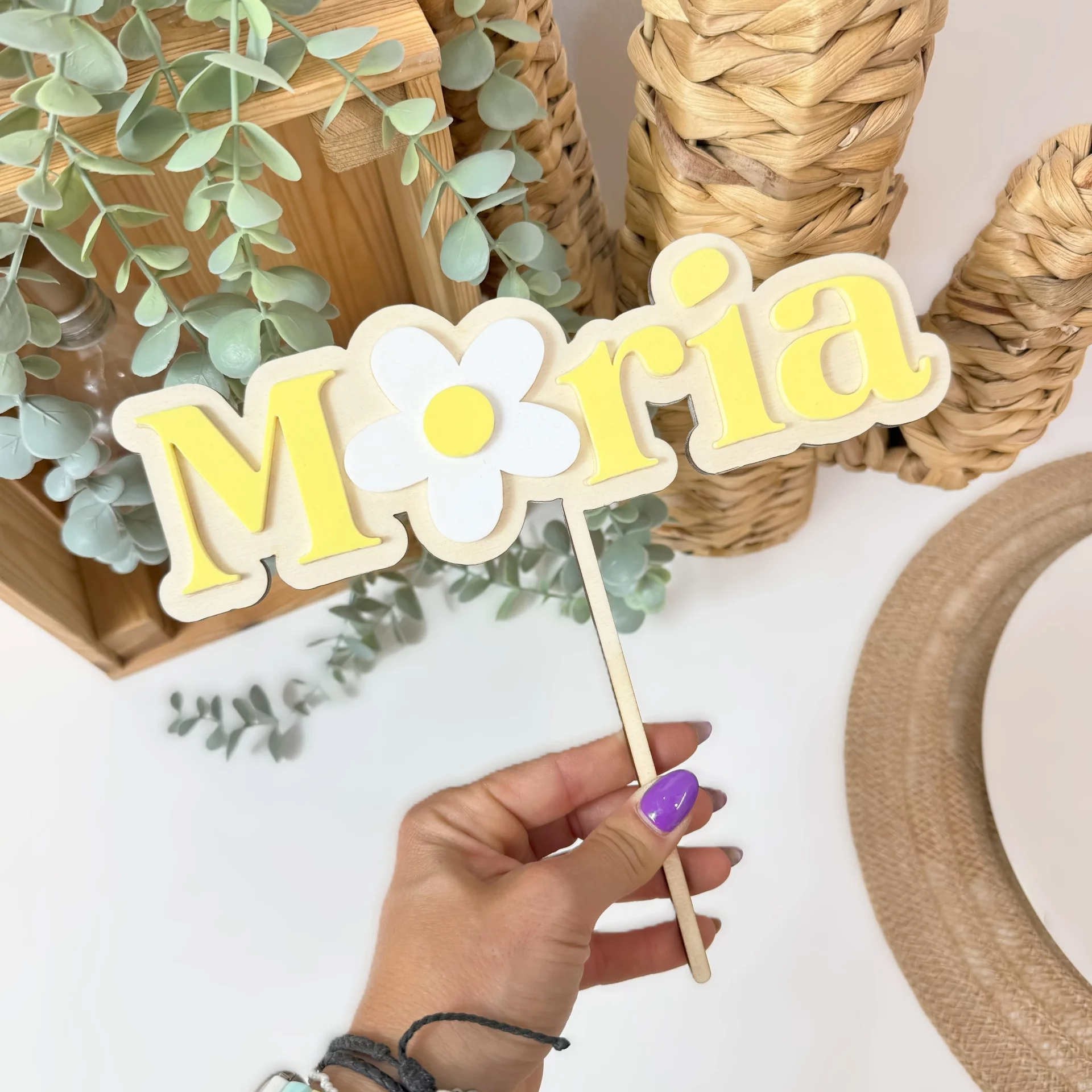 Topper Tarta Infantil Personalizado FLOR