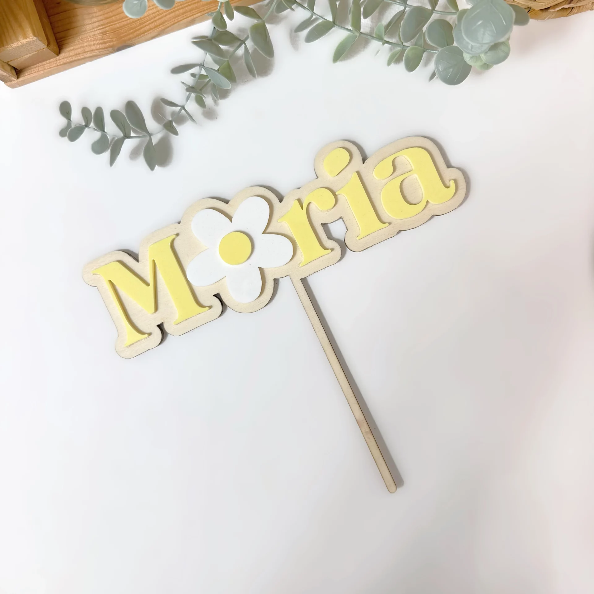 Topper Tarta Infantil Personalizado FLOR AMARILLO
