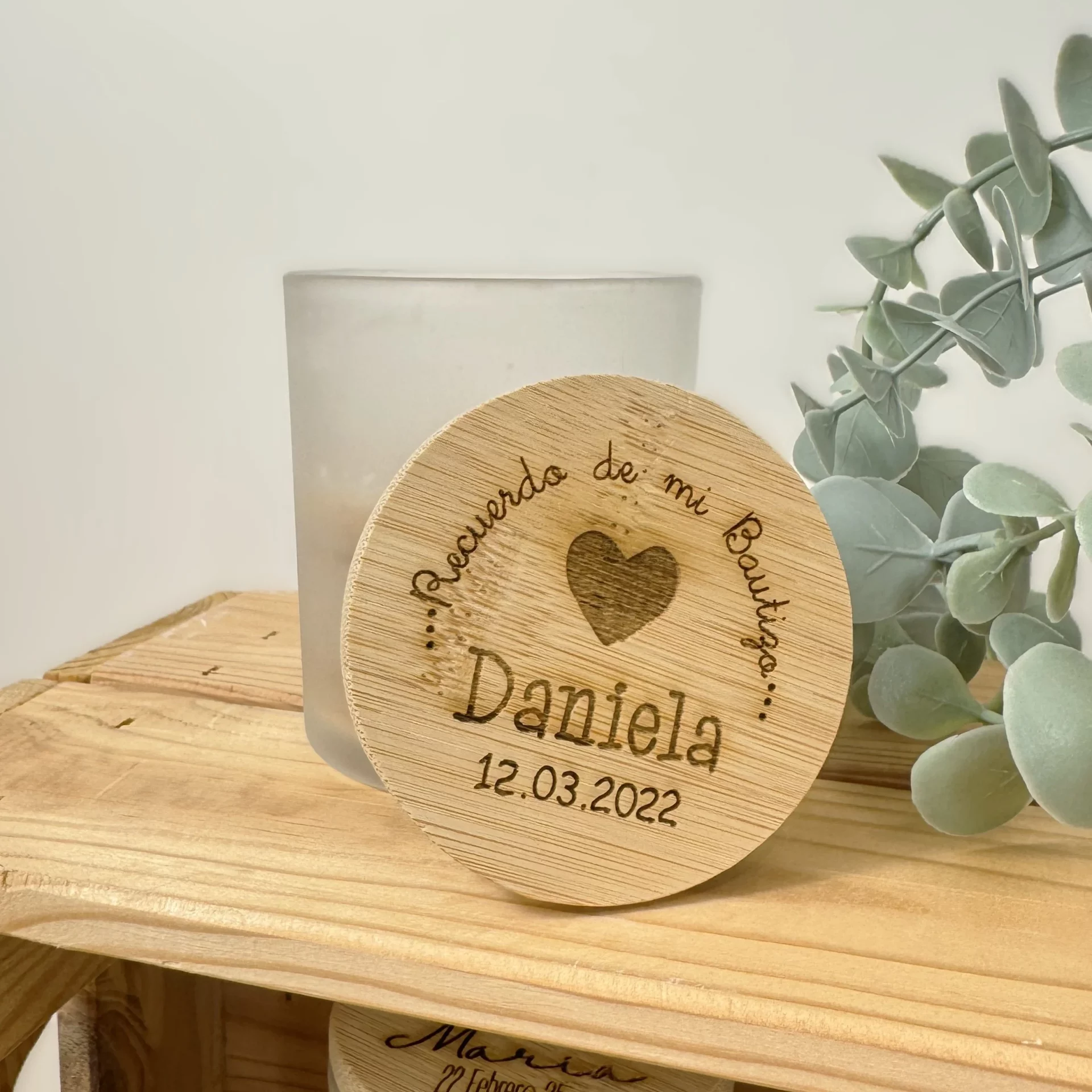 VELA PERSONALIZADA BAUTIZO MODELO CORAZON