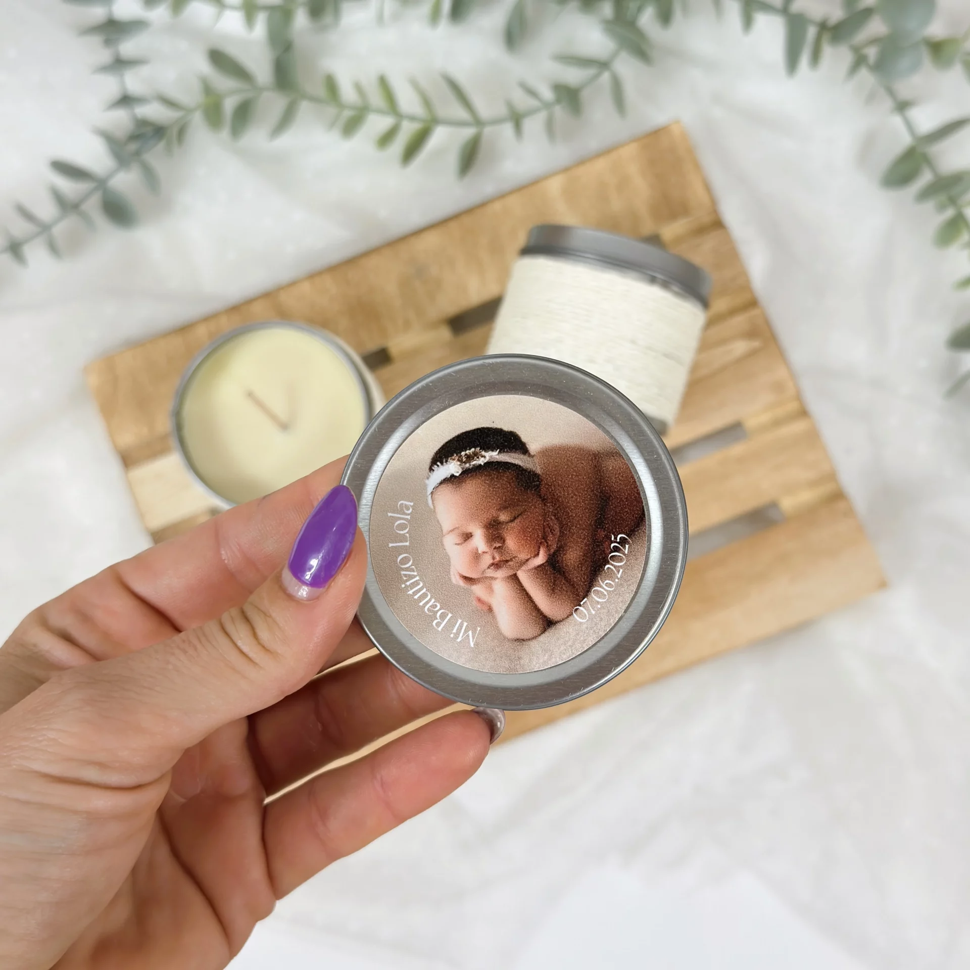 Vela Aromática Bautizo Personalizada FOTO