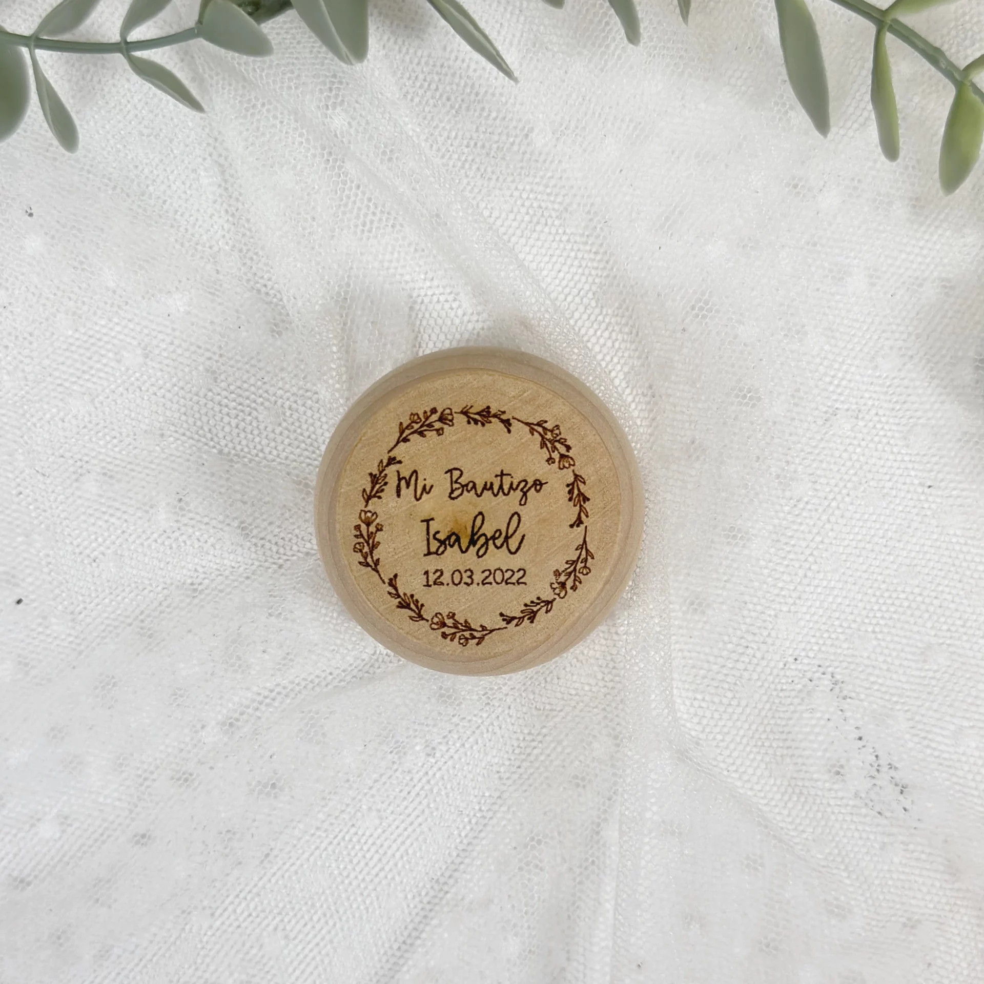 YoYo Bautizo Personalizado de Madera FLORES