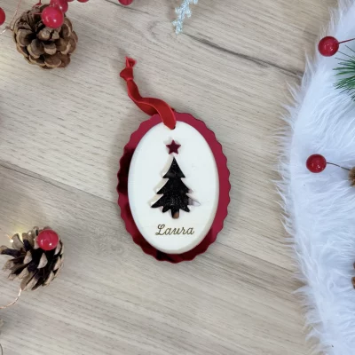 Adorno Arbol Navidad Personalizado ROJO