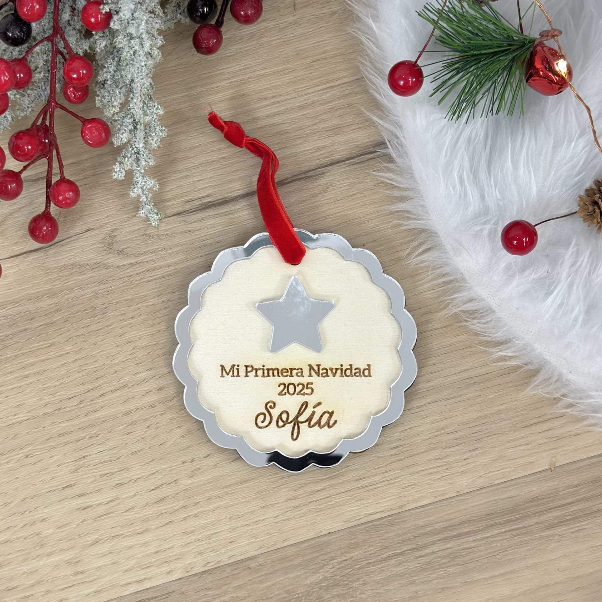 Adorno Navideño Personalizado PLATA ESTRELLA