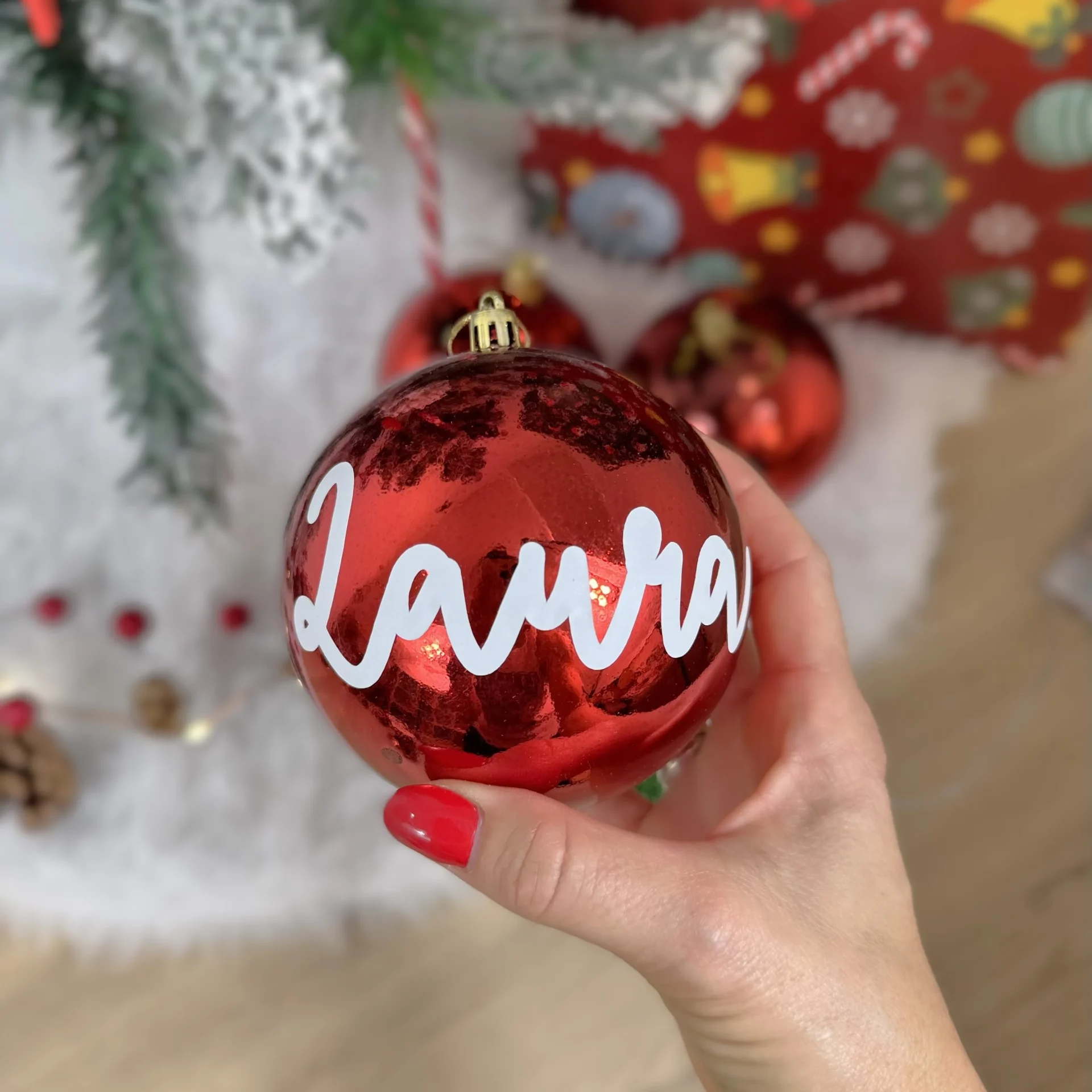 Bola Navidad Clásica Personalizada ROJA