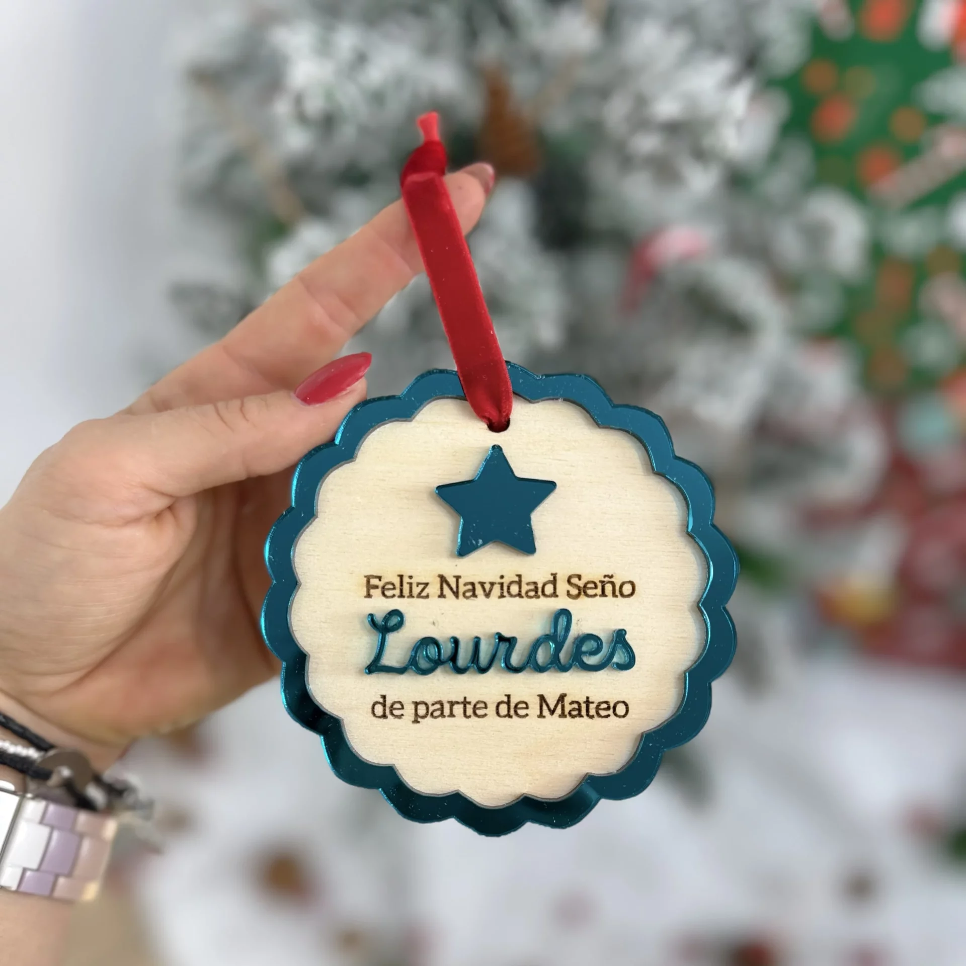 Bolita Navidad Profes Personalizada con cinta