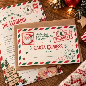 sobre imprimible elfo Navidad