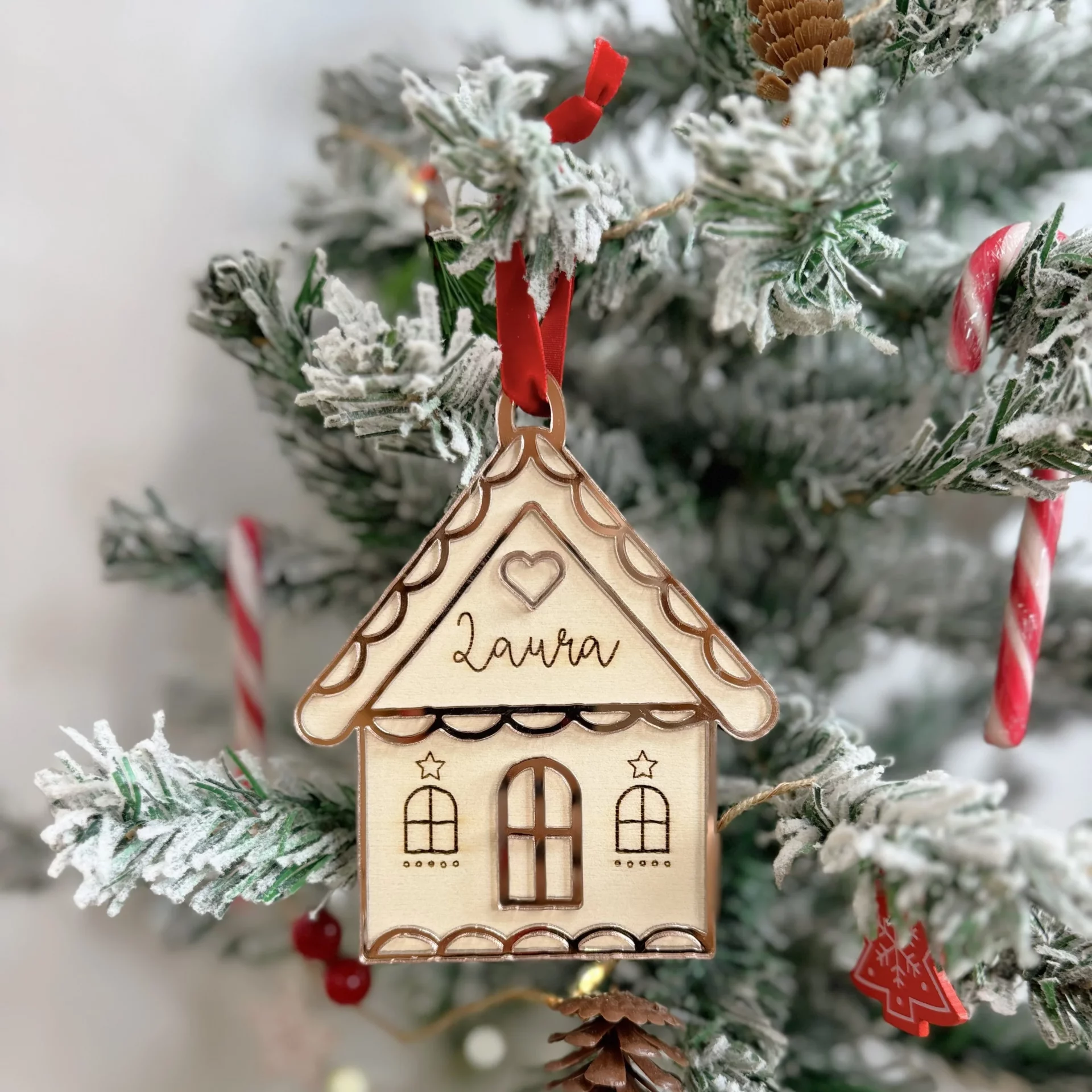 Casita Navidad Personalizada ORO ROSA